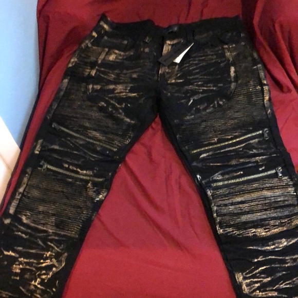 Blue Stitch Jeans Straight Size 34x30 Black/Gold - Picture 5 of 8